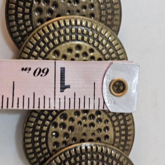 Vintage Brass Coin Stretch Belt Black Elastic Strap & Snap Closure 32 to 40" - Picture 8 of 9